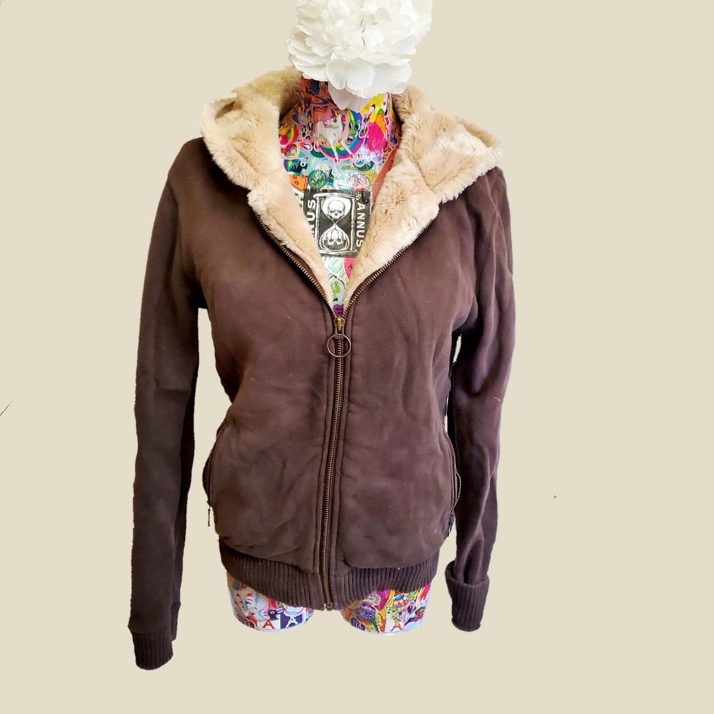 Old Navy Brown Jacket w/ Faux Fur Lining, Size M
